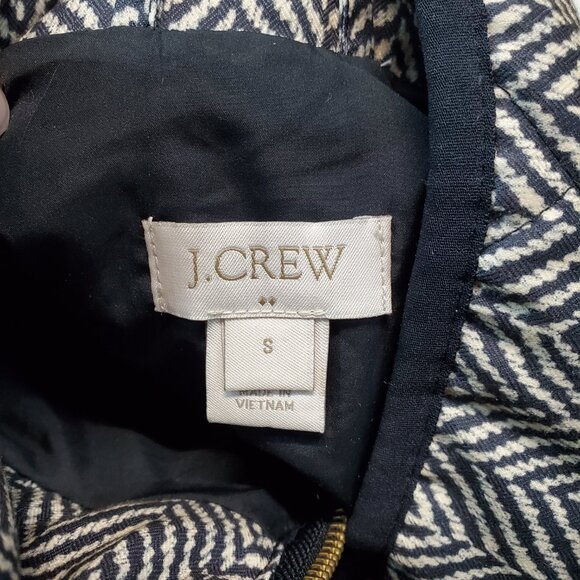 J. Crew Ivory Black Herringbone Print Quilted Zipper Vest Small Outdoor Gorp - Picture 5 of 10